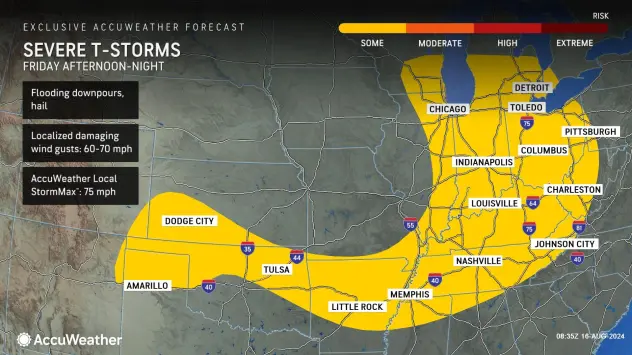 AccuWeather map shows potential for storms on Friday