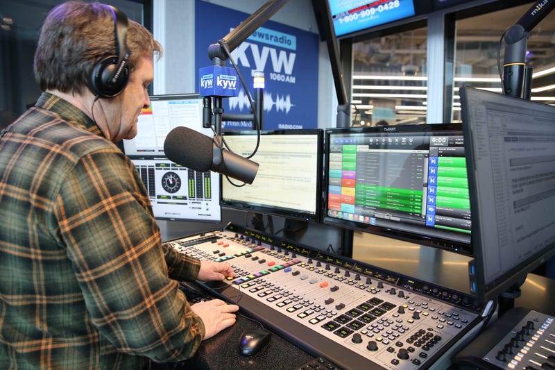 KYW Newsradio anchor Brandon Brooks in the state-of-the-art air studio at KYW Newsradio's new home in the RADIO.COM World Headquarters.