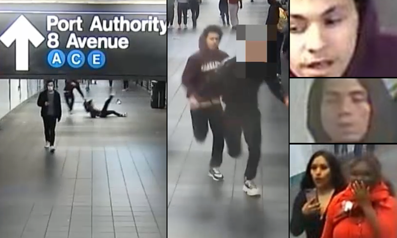 Surveillance video shows the victim being chased and dragged to the ground near the corridor that connects the A/C/E and 7 lines at the Times Square–42nd Street station on Monday evening