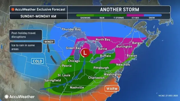 Flood concerns Sunday followed by a wild and windy shift back to winter Monday