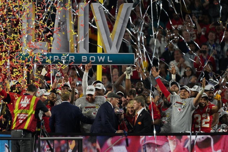 The Kansas City Chiefs celebrate Super Bowl LIV at Hard Rock Stadium