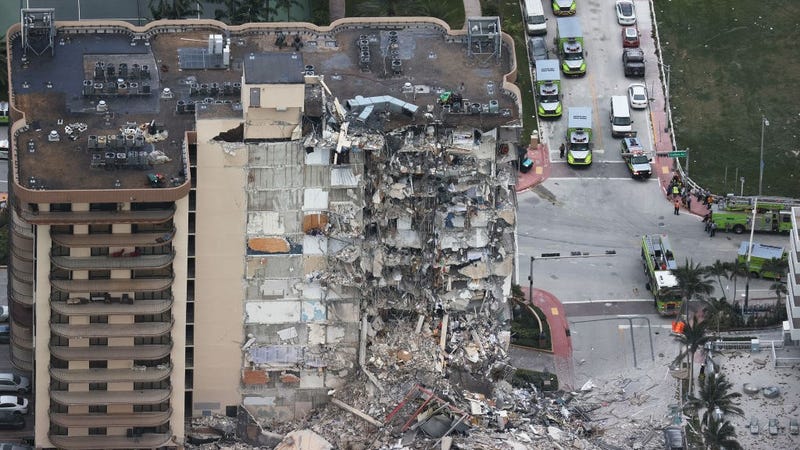 Search and Rescue personnel work after the partial collapse of the 12-story Champlain Towers South condo building on June 24, 2021 in Surfside, Florida. 