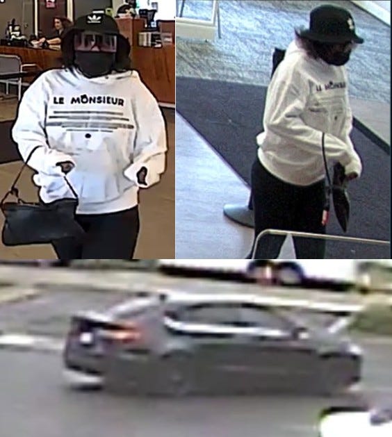 One woman's attempt to steal money from a Macomb County bank was thwarted, authorities said on Tuesday, but now the search for the perpetrator is on.