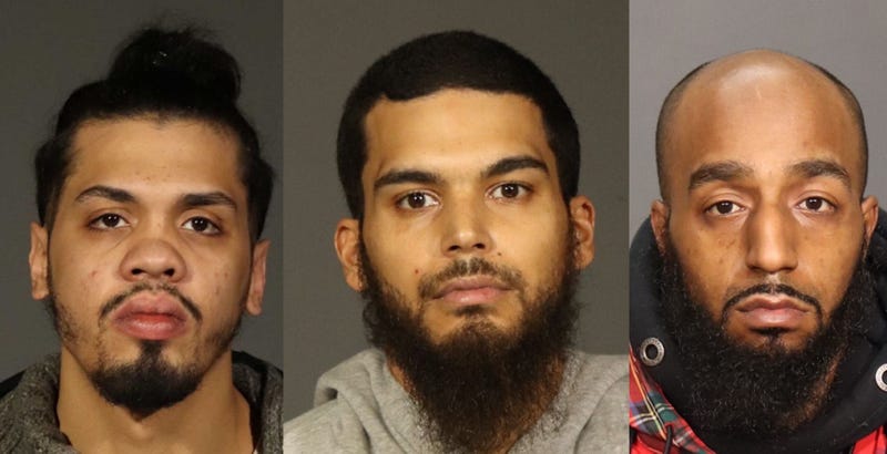 (Left to right) Mugshots for Jacob Barros, Robert Demaio and Jayqwan Hamilton.