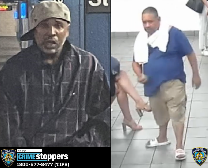 NYPD images show the suspect in the 103rd Street station incident (left) and the suspect in the Union Square station incident (right)