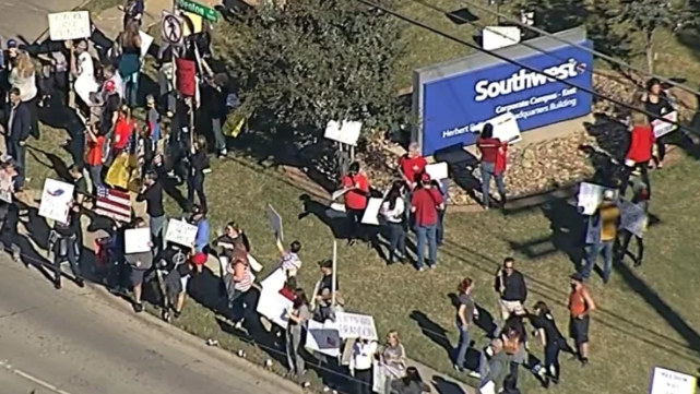 Protest held at Southwest Airline headquarters against vaccine mandate