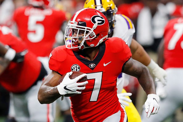 Georgia RB D'Andre Swift looks for room to run. 