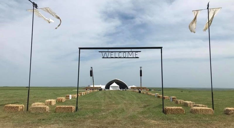 An entrance to the symphony performance in the flint hills