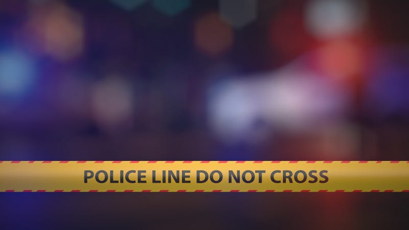 Crime scene with police tape - stock photo