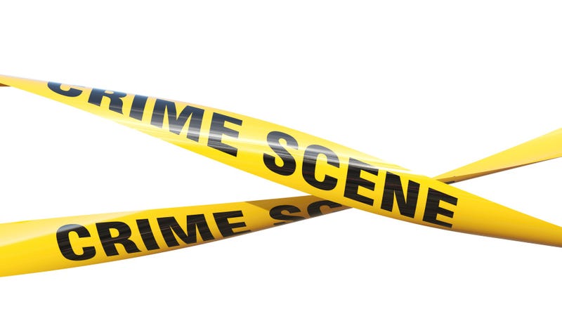 Crime scene tape isolating restricted area - stock photo