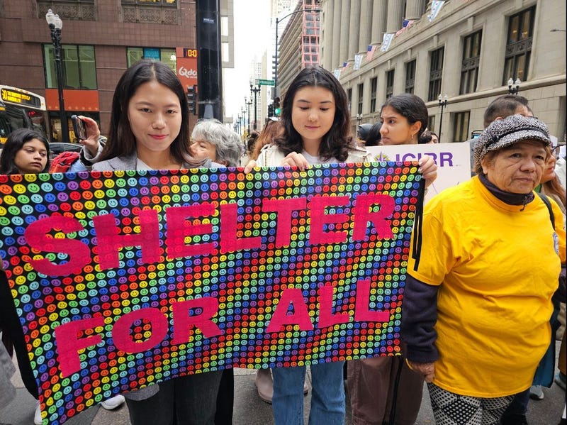 rally in the Loop for homeless and immigrants