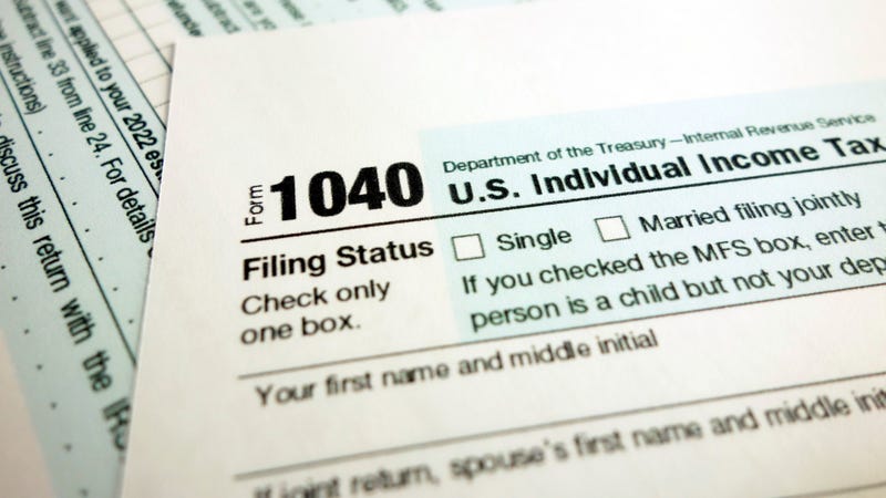 1040 U.S. Individual Income Tax Return form for fiscal year 2021 mockup, finance and economy concept