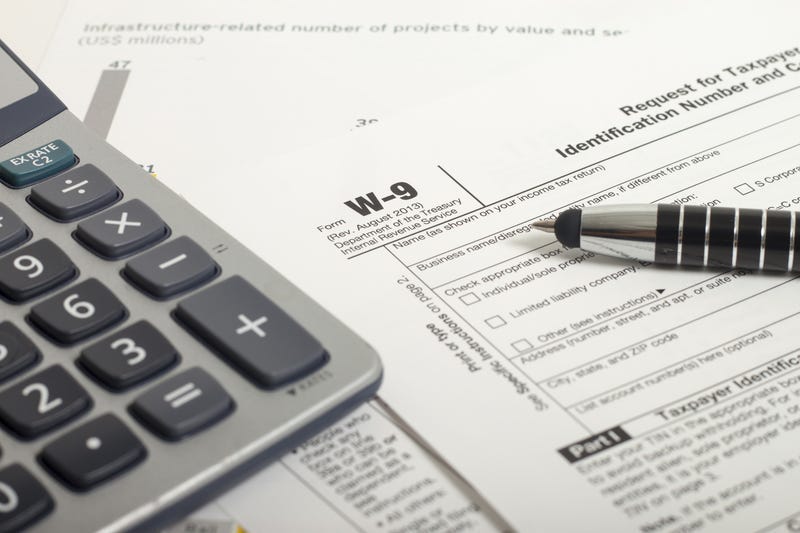 Close up U.S. taxes papers
