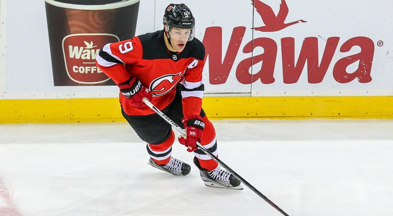 The Devils' Taylor Hall reacts after a second-period goal by the Tampa Bay Lightning on Dec. 3, 2018, at the Prudential Center.