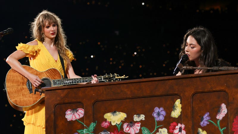 Taylor Swift and Gracie Abrams perform during night two of "Taylor Swift | The Eras Tour" at Paycor Stadium on July 1, 2023 in Cincinnati, Ohio.