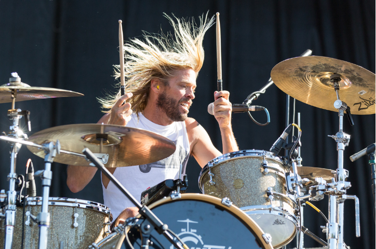 Drummer Taylor Hawkins of Foo Fighters perform as Chevy Metal at Douglas Park during Riot Fest Music Festival 
