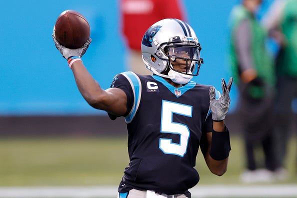 Teddy Bridgewater warms up for the Panthers