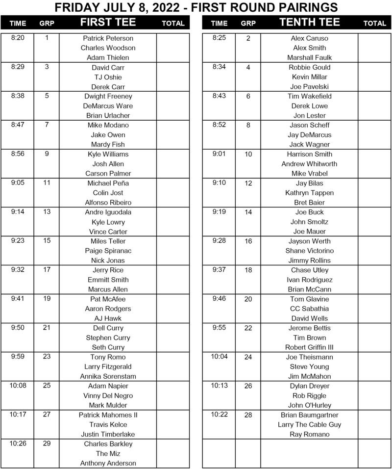 Friday's tee times