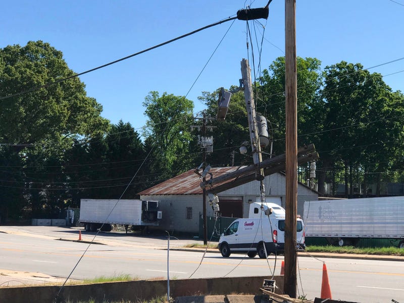 Telephone Poles Broken on Rutherford Road