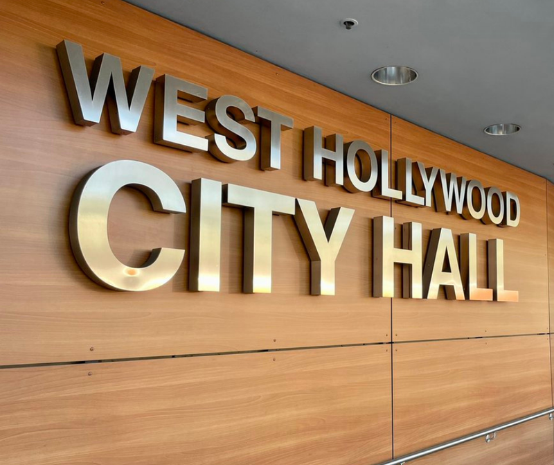 West Hollywood City Hall entrance on 2/18/22.