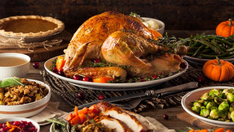 Thanksgiving dinner on the table