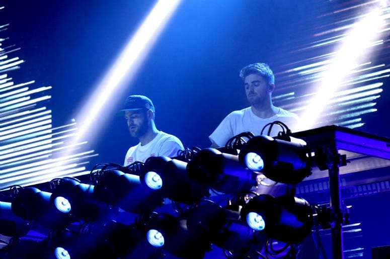 Alex Pall and Andrew Taggart of The Chainsmokers perform live