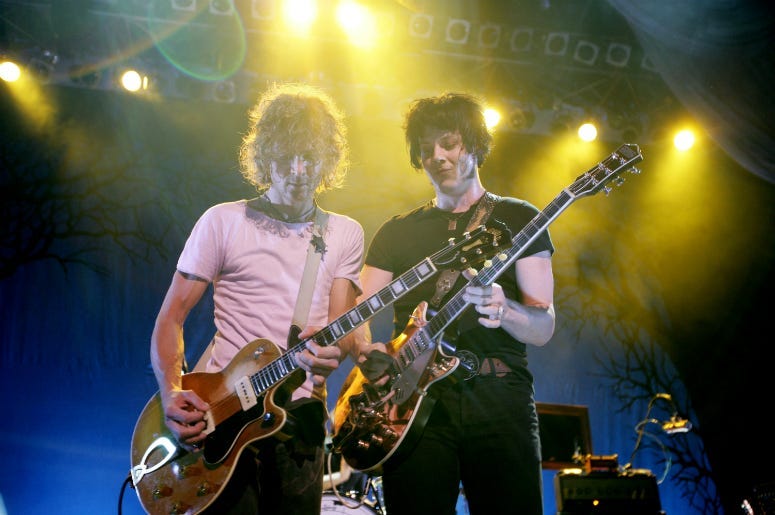 Brendan Benson, left, and Jack White of The Raconteurs perform at the Fillmore in Detroit