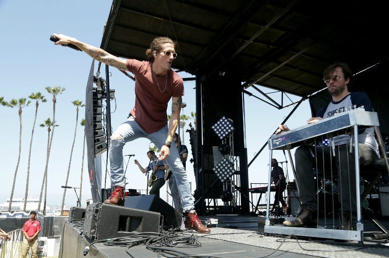 David Shaw (L) and Ed Williams of the Revivalists perform following the Synchrony Rock'n'Roll San Diego Marathon
