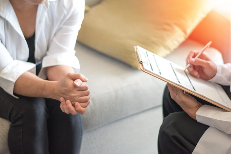 Healthcare concept of professional psychologist doctor consult in psychotherapy session or counsel diagnosis health