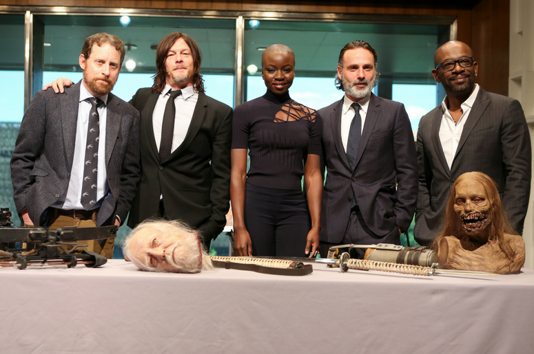 Scott M. Gimple, Norman Reedus, Danai Gurira, and Andrew Lincoln, Lennie James
