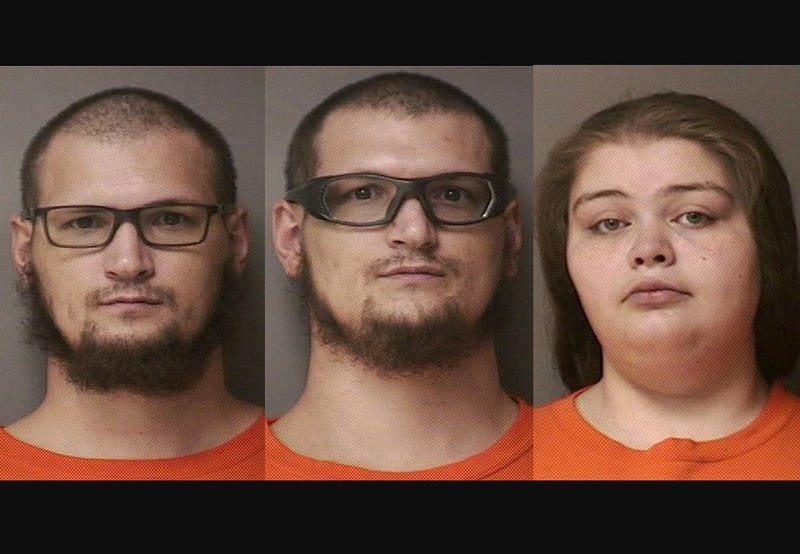 Mugshots of Kyle and Kevin Bennett and Michelina Gerard
