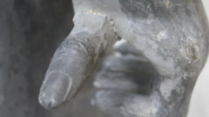 thumb of a terra cotta warrior statue 