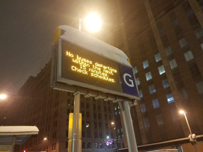 Snow sticking on sign