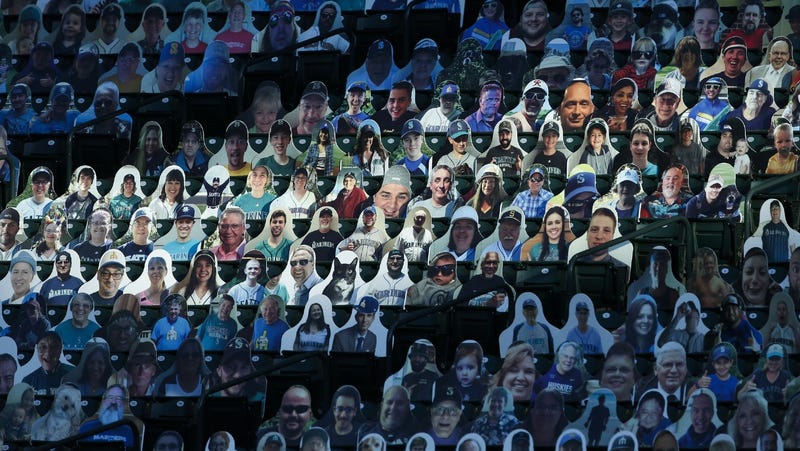 Cardboard fans in T-Mobile Park last season