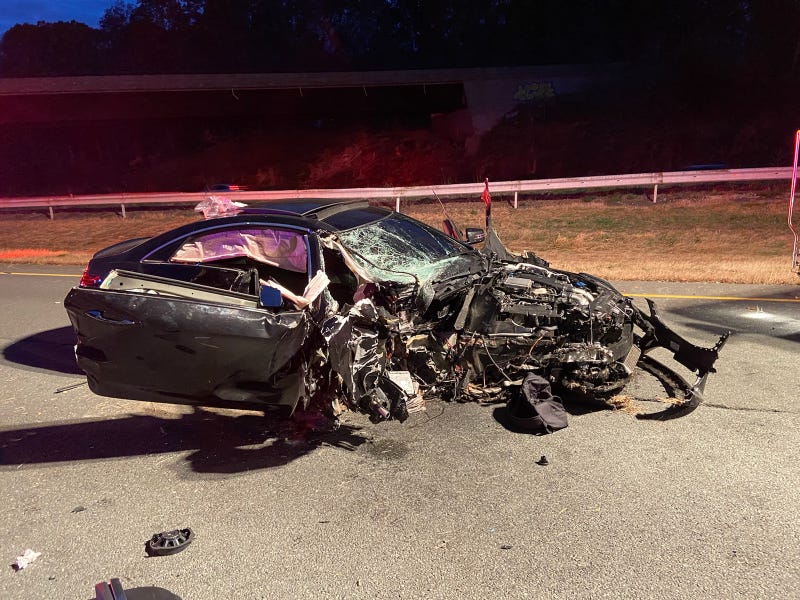 Entrapment reported in tractor trailer verses car crash