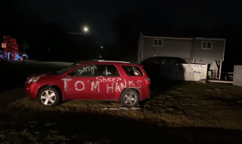 What does Satan, expletives and Tom Hanks have in common? A man spray-painted all those and more on his Brownstown Township home — now officials are trying to cover it up.