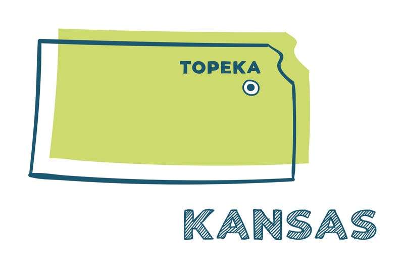 Doodle vector map of Kansas, state of USA