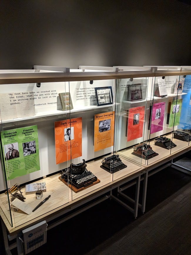 Tools of the Trade exhibit at the American Writers Museum