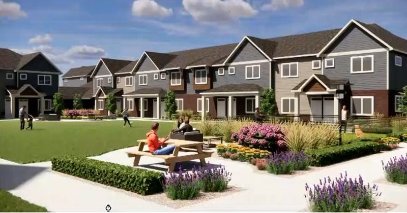 Project rendering for townhomes in Livonia