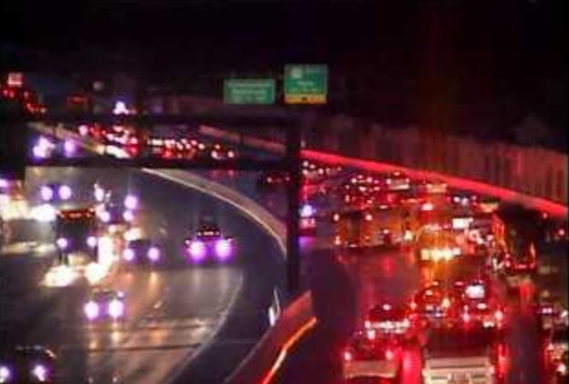 On Route 202 south, approaching 252, only the left lane gets by for flooding, and a crash approaching this is blocking the two left lanes.