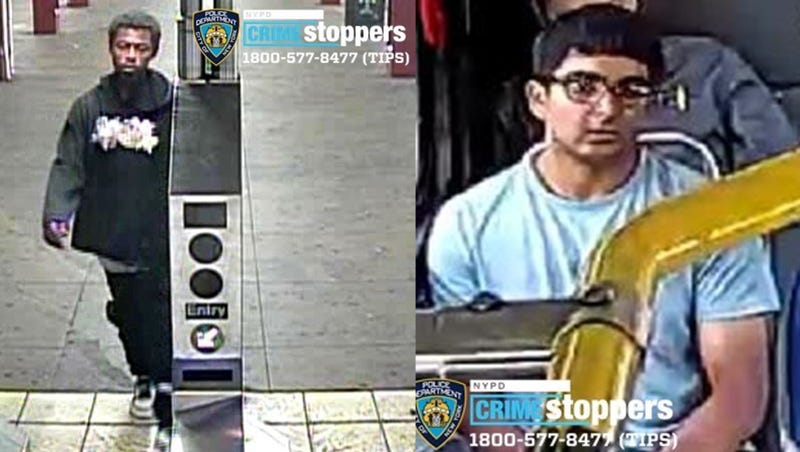 The suspect in the subway attack (left) and the suspect in the bus attack (right)