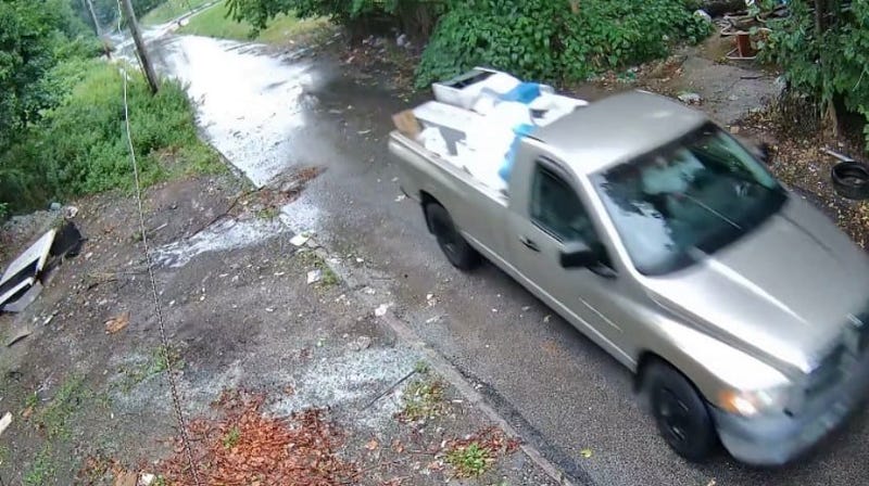 Trunk dumping trash