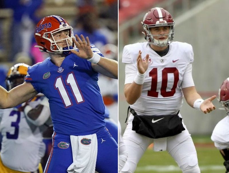 Florida QB Kyle Trask and Alabama QB Mac Jones square off in the SEC Championship game December 19, 2020 in Atlanta.
