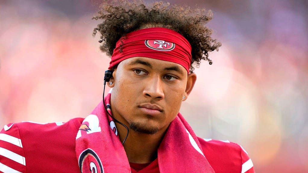 WATCH: Trey Lance exits Levi's Stadium on scooter, Trent Williams in boot