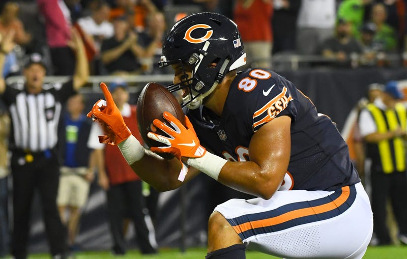 Bears tight end Trey Burton celebrates after scoring a touchdown against the Seahawks.