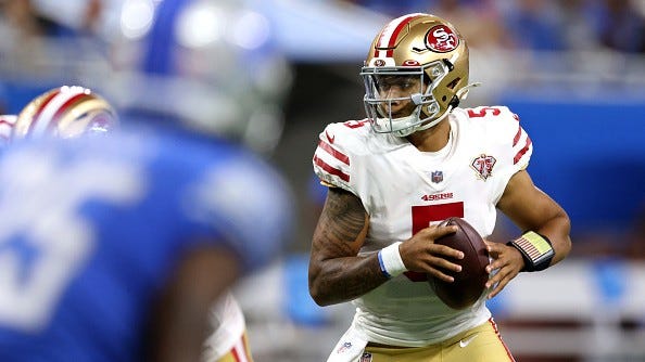WATCH: 49ers rookie Trey Lance throws first career pass for a TD