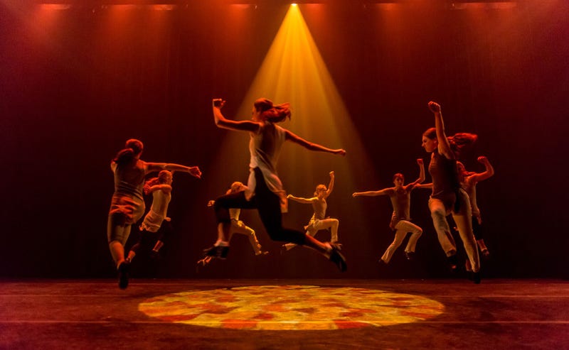Irish dancers leaping