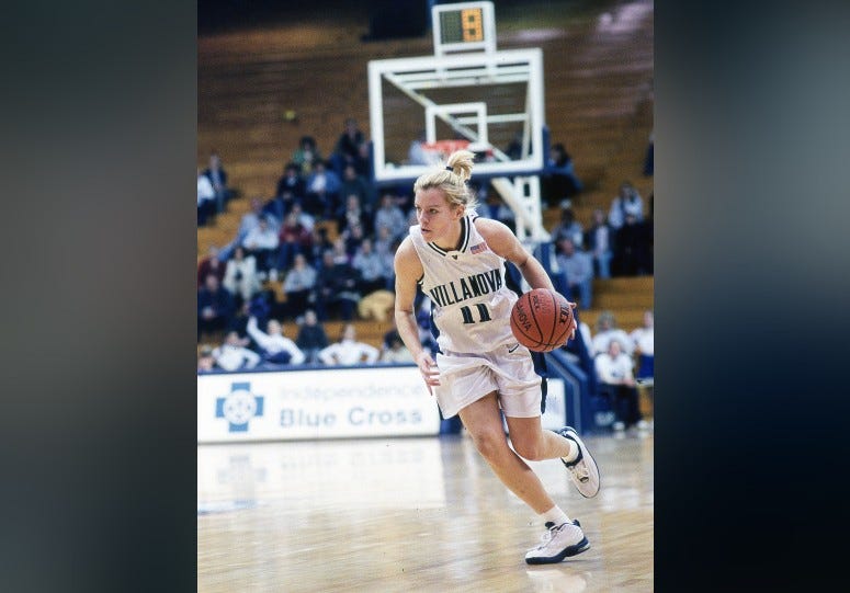 Trish Juhline Brunner on the court for Villanova.