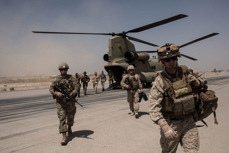 Troops arriving at Camp Boost in Helmand Province, Afghanistan