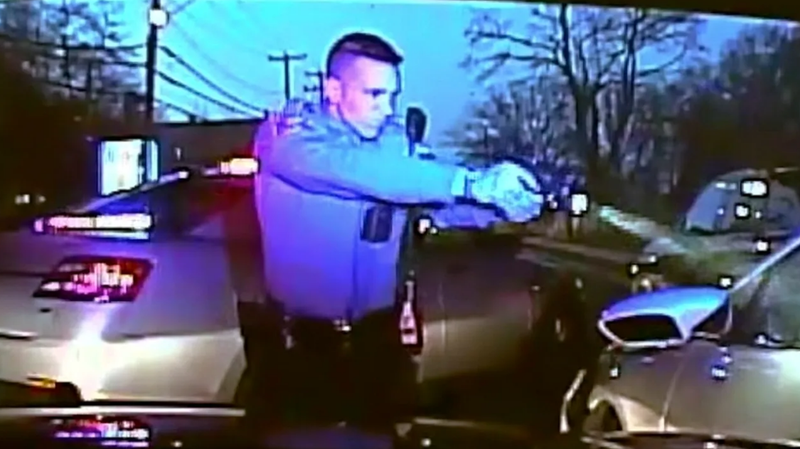 CT State Police Trooper Brian North, shown outside a vehicle driven by Mubarak Soulemane in West Haven, 1/15/20